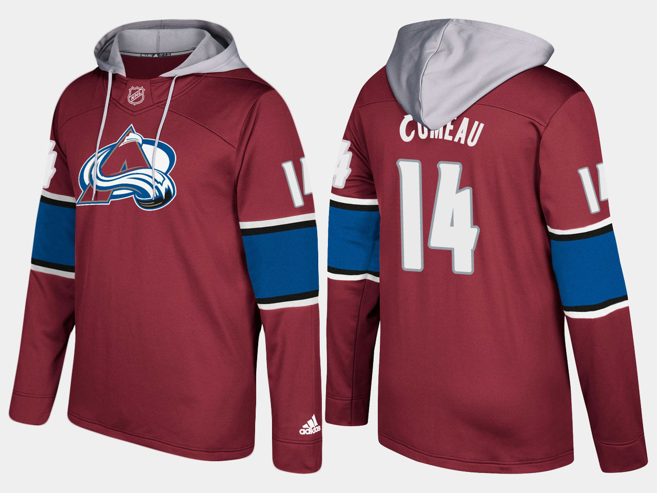 Men NHL Colorado avalanche #14 blake comeau burgundy hoodie
